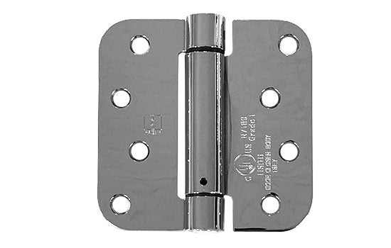 1752-26-4 - 4" x 4" Polished Chrome Single Spring Hinge with 5/8" Radius Corners