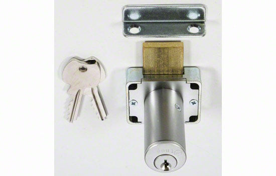 200-26D158MK01 - 1-5/8" Dull Chrome 5 Pin Master Keyed Drawer Lock - Keyed Alike Key #0001