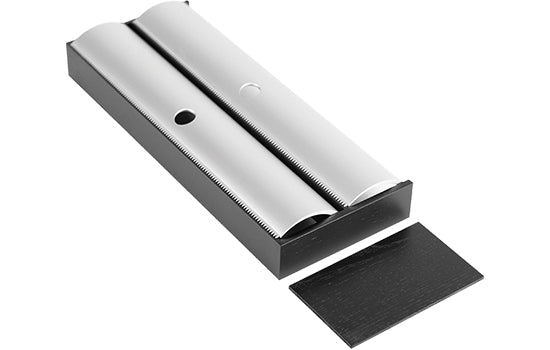 2505350368 - 5-3/8"W x 16-11/16"D Black Ash Wood Foil/Wrap Dispenser Drawer Insert with 2 Aluminum Lids for StraightLine Drawer Organizer System