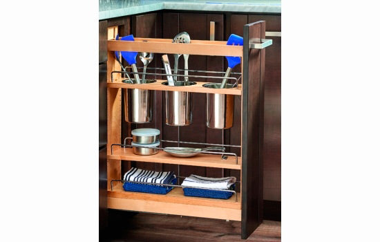 448UT-BCSC-5C - 21-9/16"D x 5-1/2"W x 25-1/2"H Natural Wood Soft-close Utensil Base Organizer