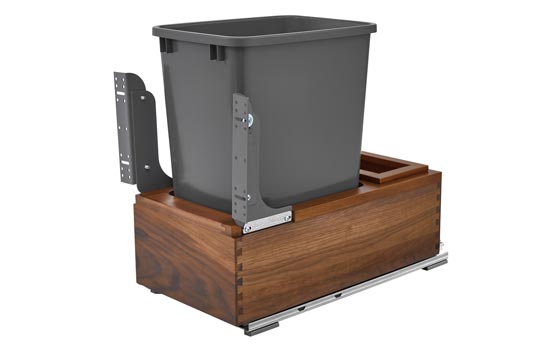 4WC-WN-1550DM1-SC - Walnut Bottom Mount Soft-close 50QT Single Waste Container Pullout