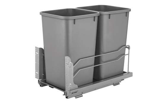 53WC-1527SCDM-217 - Silver Soft-close 27QT Double Waste Container Pullout