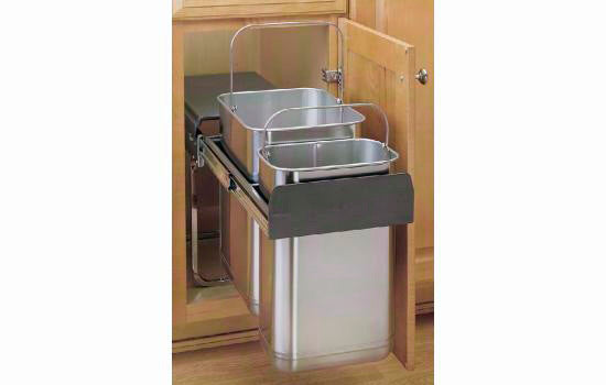 8-785-30-2SS - Stainless Steel 10+20 Liter Double Waste Container Pullout