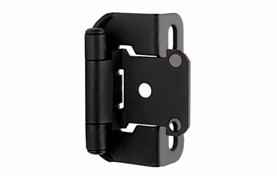 BPR7550FB - 1/2" Overlay Self-Closing Flat Black Partial Wrap Hinge