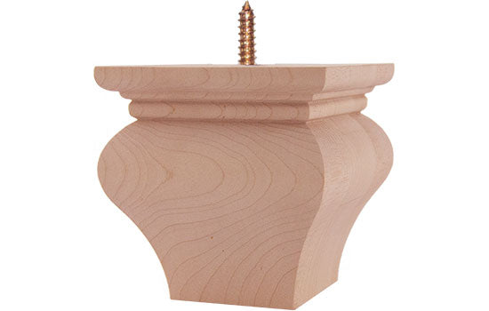 BUNN-8-RW - 4"W x 4"H Square Unfinished Rubberwood Bunn Foot