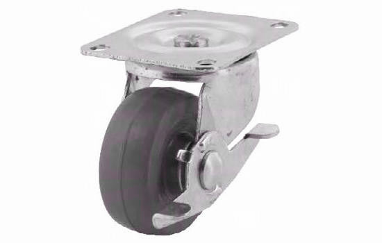 C20RSB - 2" Diameter Rubber Swivel with Brake Caster