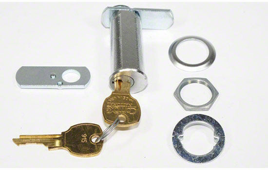 C8109-26D-915 - 1-3/4" Dull Chrome Pin & Tumbler Cam Lock for 1-1/2" Material - Keyed Alike Key #915