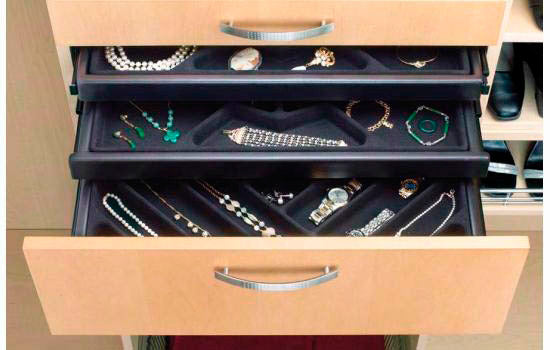 CJD2414 - 14" Black Closet Jewelry Drawer Organizer with Ball Bearing Slides