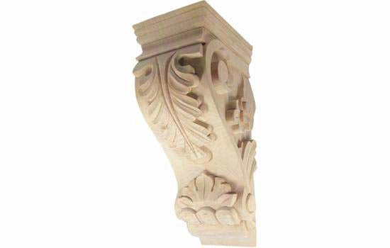 CORBEL-A-2-AL - 5"W x 7"D x 14"H Acanthus Style Unfinished Alder Medium Corbel