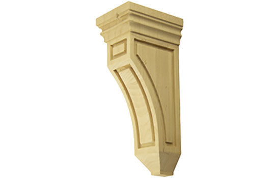 CORBEL-M-13-RW - 3"W x 4"D x 9"H Shaker Style Unfinished Rubberwood Corbel