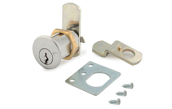 DCN2-26DMK01 - 1-1/8" Dull Chrome Pin & Tumbler Master Keyed Cam Lock for 7/8" Material - Keyed Alike Key #0001