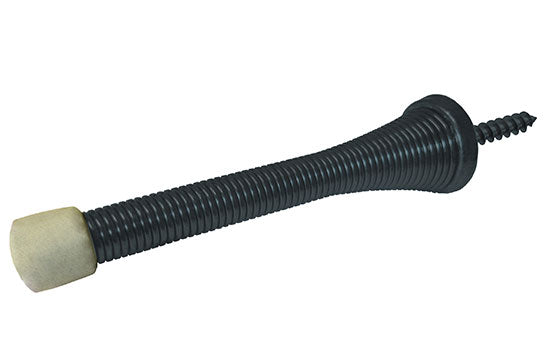 DSS-BLK-W - 3-1/8" Black Heavy Duty Spring Door Stop w/ White Tip
