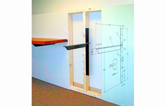 EC18BLK - 18" Black Extended Concealed Steel Shelf Bracket
