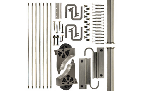 EG300-92MA-08.02MKIT - Satin Nickel Standard Rolling Ladder Hardware Kit with (2) 4' Rails & 92" Maple Ladder