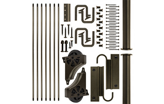 EG300-92MA-08.07MKIT - Bronze Standard Rolling Ladder Hardware Kit with (2) 4' Rails & 92" Maple Ladder