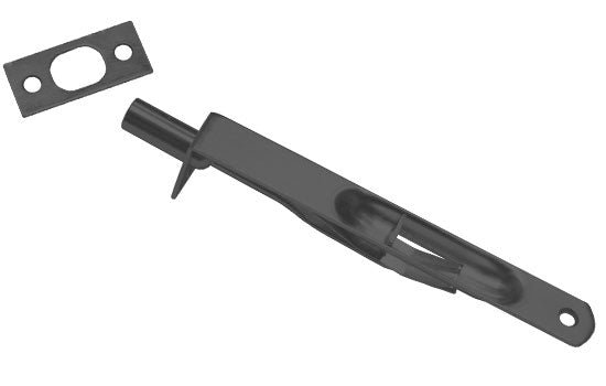FB-BLK - 6"L x 3/4"W Solid Brass Black Round Corner Flush Bolt