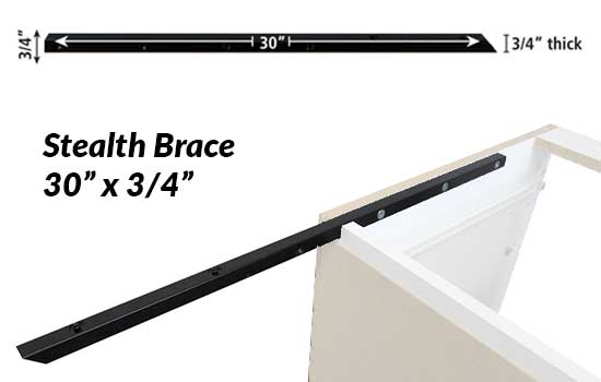 FC-STEALTH30BL - 3/4" x 3/4" Width x 30" Length Black Countertop Speed Brace
