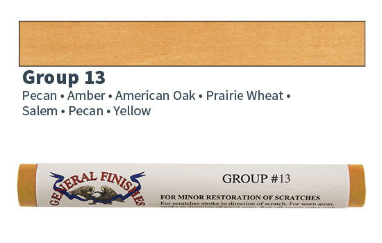 GF-G13FS - Color Group 13 Wax Fill Stick - Amber, American Oak, Pecan, Prairie Wheat, Salem, Yellow