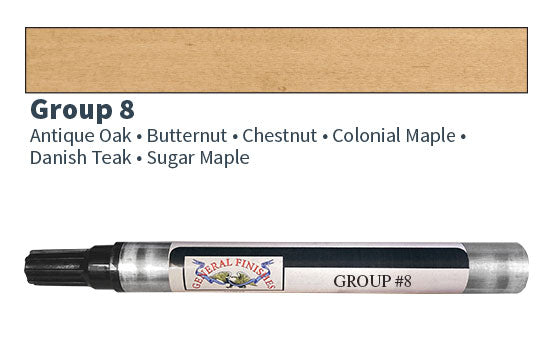 GF-G8M - Color Group 8 Touch Up Marker - Antique Oak, Butternut, Chestnut, Colonial Maple, Danish Teak, Sugar Maple