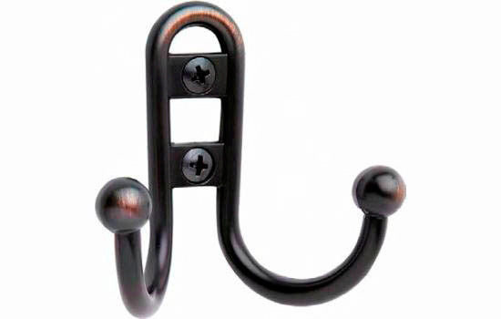 H55457ORB - 2-5/8" Height Bronze Double Garment Hook