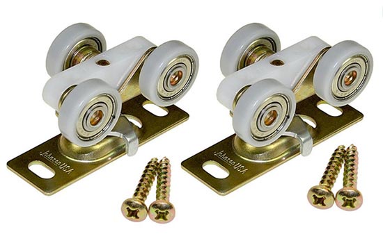 JH1125PLB2 - 2ea Bagged 1" Ball Bearing Hanger with Plate & Screws for Sliding Door - 200 Lbs
