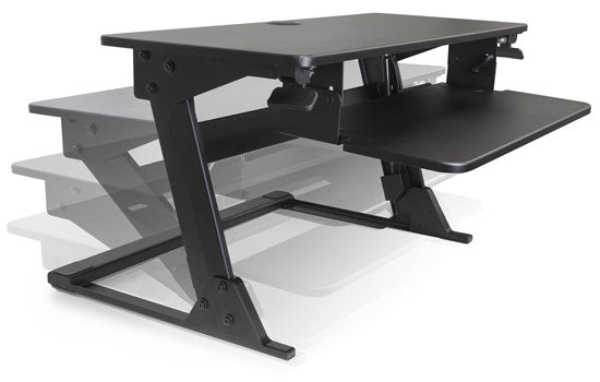 KV5230B01 - 35-3/8"W x 23-3/16"D Black Volante Gas Assisted 8" - 20" Height Adjustment 35 Lbs Capacity Sit-Stand Desktop Workstation