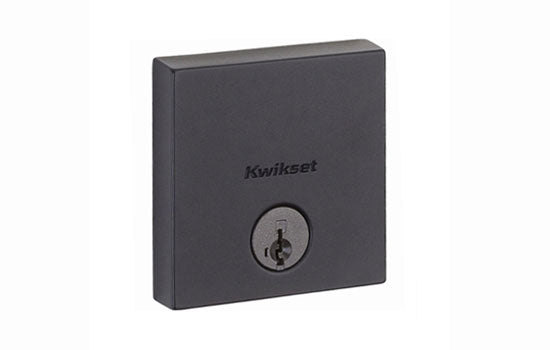 KW258SQT514 - Matte Black Reversible Single Cylinder Square Deadbolt Smart Key Downtown Collection