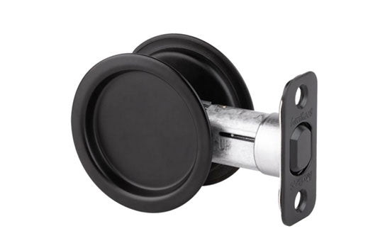 KW334-514 - Matte Black Passage Pocket Door Lock for 1-3/8^ - 1-3/4^ Doors