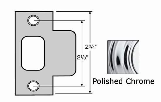 KW83028-26 - Bright Chrome 2-3/4"H Square Corner T-strike for Metal Jamb