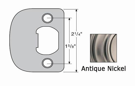 KW83796-15A - Antique Nickel 2-1/4"H Round Corner Full Lip Strike