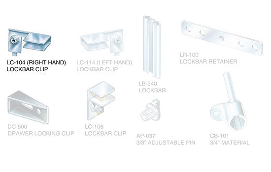 LC-104 - Left Hand Extended Lockbar Clip for System 104 Gang Locks