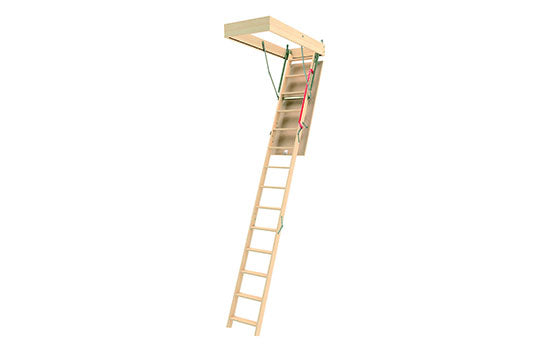 LWB2254 - 94" - 121"H Wood Attic Ladder 22-1/2"W x 54"L Rough Opening - 350 lb Weight Capacity
