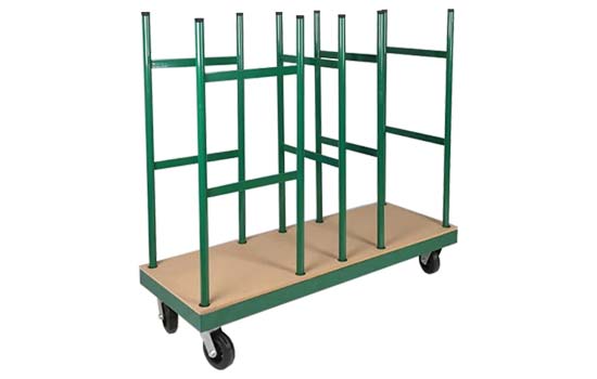 MC-LATERAL-CART2 - 63-3/4" Tall Lateral Panel/Parts Cart 2000 lbs Weight Capacity 60" Long by 22" Wide - Green With Rubberized Contact Points
