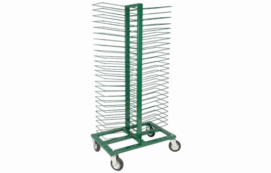MC-PANEL-CART - 71" Tall Heavy-duty 1250 lbs Weight Capacity Panel Rack 39" Long by 23" Wide - Green With 50 Removable White Shelves