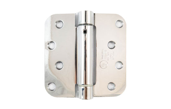 MCSH58-26-4 - 4" x 4" Polished Chrome Single Acting Spring Hinge with 5/8" Radius Corners - 25pr per Box