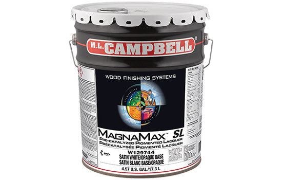 MLC-W129744-5 - 5 Gallon Solvent Based Interior MagnaMax SL Pre-Cat Satin White Lacquer <mark>Additional Hazmat Fees May Apply</mark>