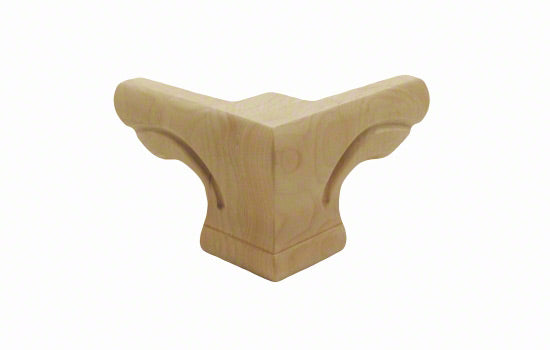PED-C-AL - 6-1/2" x 6-1/2" x 4"H Unfinished Alder Corner Pedestal Foot