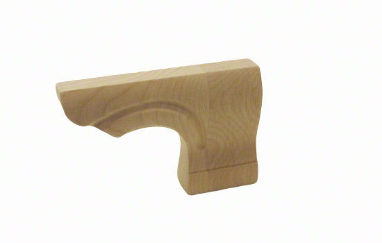 PED-R-AL - 6-1/8" x 2-1/2" x 4"H Unfinished Alder Right Pedestal Foot
