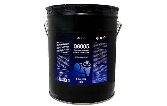 QA80-05RD - 5 Gallon Pail Red Solvent Based Contact Adhesive <mark>Additional Hazmat fees may apply. Orders with this item added are not eligible for Mar/Apr 2021 Free Shipping promotion.</mark>