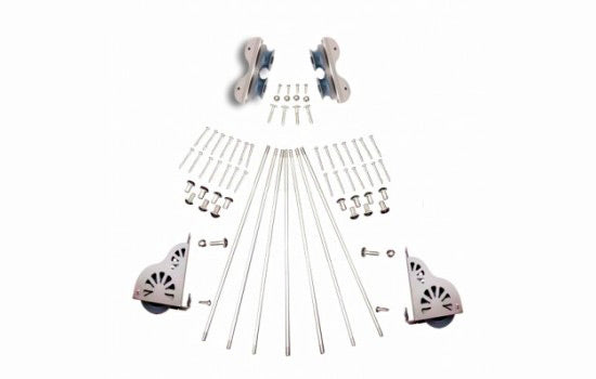QG210.02 - Satin Nickel Standard Rolling Ladder Hardware Kit with Brakes