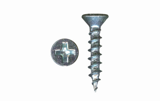 QS11322 - #5 x 5/8" Flat Head Phillips Nickel Coarse Screw for Hinge & Slide Installation (11322)