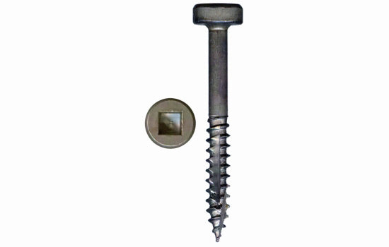 QS5707 - #6 x 1-1/2" Pan Head Square Plain Double Auger Screw for Faceframe Installation (5707) - 10C per Box