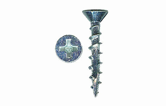 QS7316 - #8 x 1" Flat-nibbed Head Phillips Zinc Double Auger Coarse Screw for Assembly Applications (7316) - 11M per Box