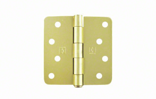RC1741-3-4 - 4" x 4" Polished Brass Plain Bearing Hinge with 1/4" Radius Corners
