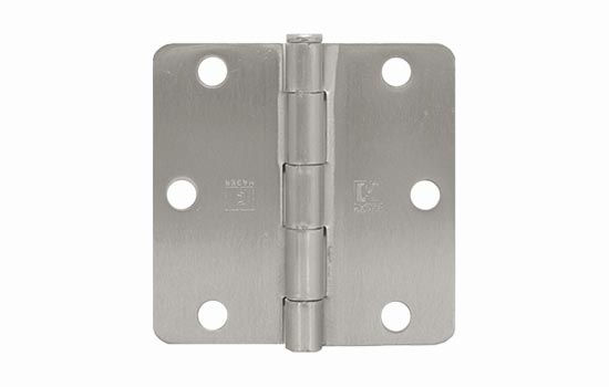 RC1741BA15-312 - 3.5" x 3.5" Satin Nickel Plain Bearing Hinge with 1/4" Radius Corners - Bulk Pack with Screws