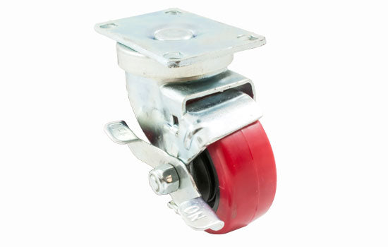 RED30SB - 3" Red Non-Mark Swivel with Brake Caster Plate