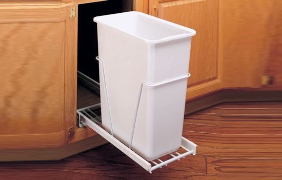 RV9PB-S - 9-1/2"W White 30QT Single Waste Container Pullout