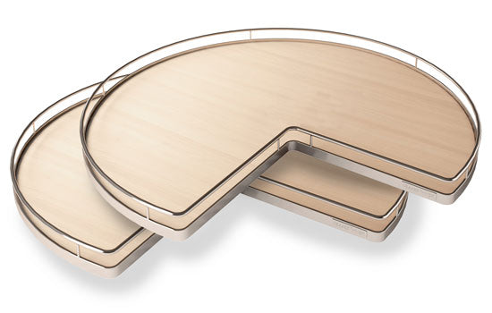SUSAN32CHAM - 32" Champagne/Maple Set of 2 Shelf-mounted Kidney Super Susan Shelves with Mounted Bearings