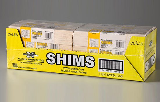 WOODSHIMS-12IN - 12" x 1-1/2" Contractor Wood Shims - 504ea per Box