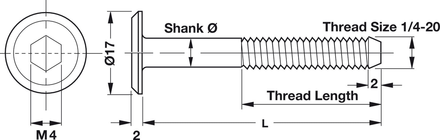 Joint Connector Bolt, 1/4-20, Type JCB-B